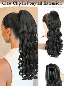 18 Zoll wellige Pferdeschwanz-Haarverlängerung mit Klammer, synthetische Fasern, natürlich weich und flauschig, Pferdeschwanz-Haarteil für täglichen Gebrauch von Frauen