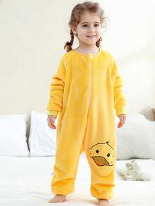 MICHLEY 1pc Baby Cartoon Animal Flannel Cute Sleeping Bag, Long Sleeve Zipper Comfortable Unisex Infant Supplies, Suitable For Living Room, Halloween, Party Wear - Multicolor - View 7