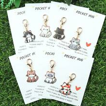 1pc/7pcs Mini Cute Kitten Pendant Keychain Cartoon Cute Cat Image With Love Pocket Card 'Give You A Little Hug' Suitable For Birthday Party, Wedding, Valentine's Day, New Year Party And Other Occasions Bag Accessories Lanyards With Id Holder Car Accessories Bag Charms - Multicolor - View 21