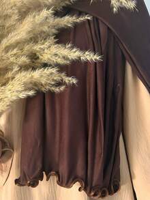 1 pieza Pañuelo de mujer casual de unicolor, suave de modal con ribete de volantes, pañuelo conservador liso adecuado para uso diario con vestido - Café integral - Ver 4