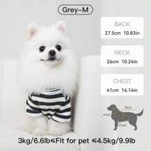 1 件条纹弹性柔软宠物毛衣，适合春、夏、秋、冬，适合中小型犬，有灰色、绿色、蓝色可选