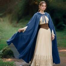 Arm Holes Renaissance Cloak With Hood Medieval Women Hooded Cape For Halloween Cosplay - A - 查看 1