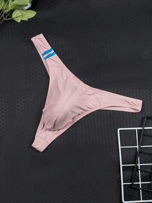 6pcs/Pack Men's Soft Knit Thong Underwear, Breathable Solid Color Comfortable Sexy Thong Briefs, Summer Fashion