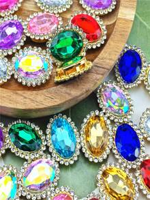10/30/50 piezas Multicolor Lágrima Gota Rhinestone Adornos con Respaldo de Metal Dorado, Gemas Acrílicas Brillantes para Manualidades DIY, Ropa y Decoraciones de Boda - Multicolor - Ver 4