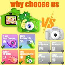 儿童相机玩具，儿童数码相机，恐龙主题生日礼物，适合3-12岁男孩女孩，幼儿高清摄像机，适合6-12岁及以上男孩女孩的儿童玩具。圣诞节、感恩节和新年礼物