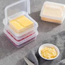 2 Pack Sliced Cheese Container For Fridge, Clear Plastic Butter Block Cheese Slice Storage Box With Flip Lid For Refrigerator Food Vegetable - 2PCS - View 12
