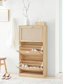 SoBuy FSR159-N, 3 Flip-Drawers Shoe Cabinet Shoe Rack Shoe Storage Cupboard Organizer, W60 X D24 X H118cm - Brown - View 1