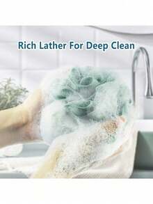 1pc(40g)Bath Ball, Back Exfoliating Body Scrub Sponge, Men's And Women's Bath Mesh Bag Ball Home Bathroom Autumn Decoration Back To School - Multicolor - View 5