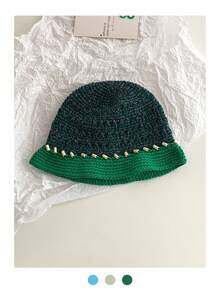 1 件混合纤维针织渔夫帽，百搭大气，增强面部瘦身纱线帽，扎染波西米亚派对优雅复古街头别致宫廷风格针织渔夫帽 - 彩色 - 查看 11