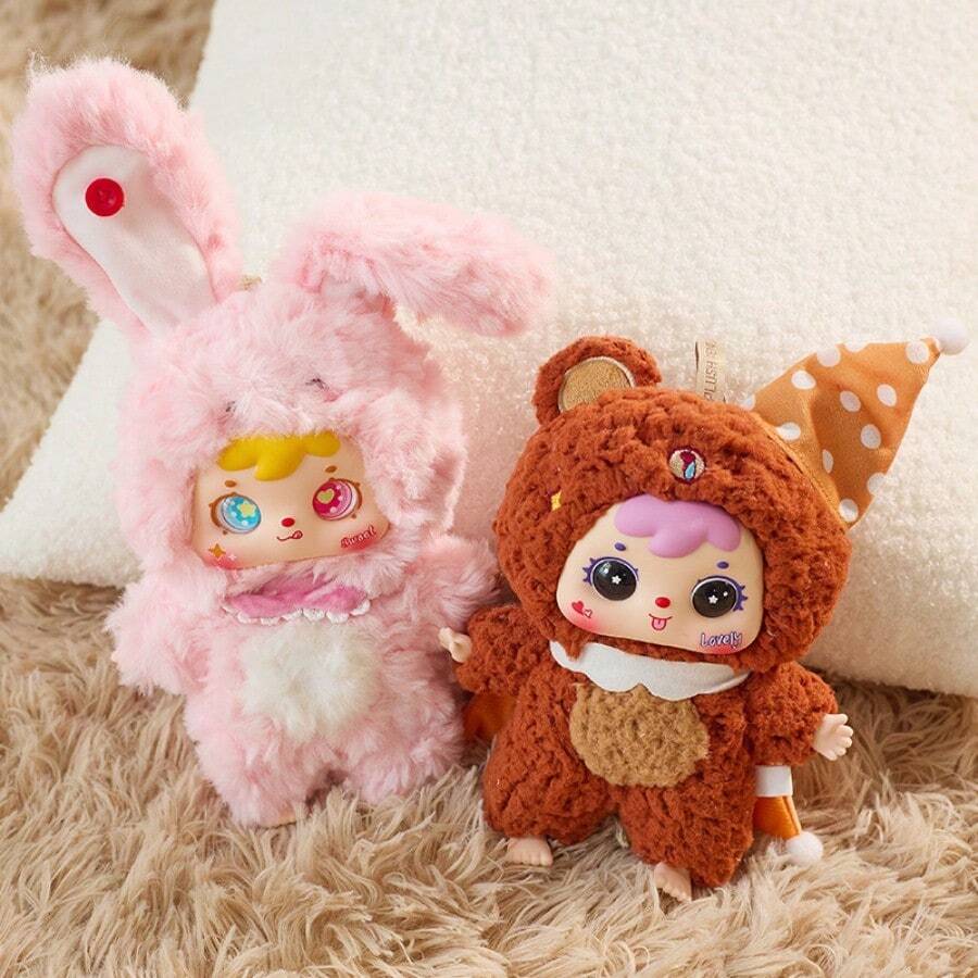 Cute Sleeping Rabbit, Puppy Plush Blind Box Pendant, Backpack Decoration, Soft Ceramic Cat, Bear Figurine Doll, Animal Doll, Women Gift, Christmas, New Year, Birthday Gift. The Core Is Made Of Hard Ceramic. - One Size - View 1