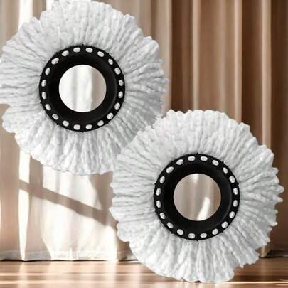 2/3片装白色圆形旋转拖把替换垫，高吸水性，清洁效果好，干湿两用，家居清洁用品，圣诞节清洁配件