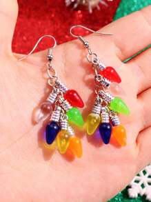 1 par de pendientes colgantes con luces navideñas multicolores, de moda, únicos y originales para mujeres, adecuados para fiestas navideñas