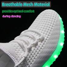 Unisex Adult LED Light Up Sneakers: USB Charging, Mesh Upper - Glowing For Halloween & Dancing - trắng - Xem 2