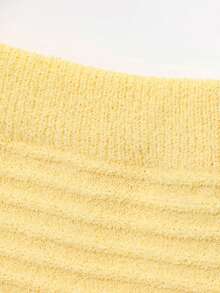 Women's Fashionable Fringe Decor Plaid Casual Knit Skirt, Spring/Summer - Yellow - View 4