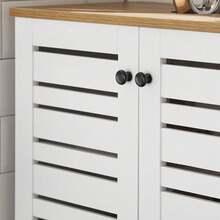 SoBuy BZR40-W Vanity Unit With Louvre Doors Bathroom Cabinet Vanity Unit Base Cabinet Bathroom Furniture White-Natural W X H X D Approx: 60 X 59 X 30 Cm Home Bathroom Decor Bathroom Organizer Summer Bathroom Accessories - White - View 4