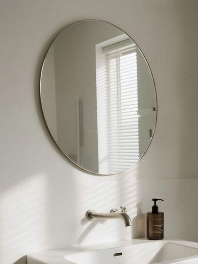 1PC DIY Acrylic Spiegel Wand Sticker Round Oval Shatterproof Waterproof Makeup Adhesive Back, Easy Stick On No Drilling Bathroom, Bedroom, Office, Indoor Outdoor view 5