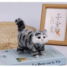 1个2026新款逼真猫咪毛绒玩偶，可爱毛绒猫咪摆件，柔软毛绒玩偶，送给男孩/女孩的完美礼物，圣诞节、生日礼物 - 可爱的毛绒挂饰 - 白色 - 查看 8