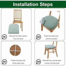 Stretch Non-Slip Soft Washable Dining Chair Covers Set Of 4, Yellow Cushion Slipcovers Kitchen And Dining Room Chairs - Jacquard Green - View 3