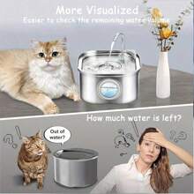 1pc 108.2oz Stainless Steel Automatic Pet Water Dispenser, Big Eyes Design, Quiet USB Powered, Suitable For Cats & Dogs, With Water Level Window, No Battery Required