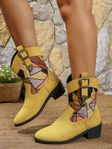 2025 Herbst Neue Europäische & Amerikanische Stil Stiefeletten für Damen, Stiefeletten mit quadratischem Absatz, Western Stil