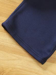 2 Pieces Set: Tween Girls Casual Bowknot Long Sleeve Crew Neck Sweatshirt And Straight Leg Sweatpants, Autumn - Navy Blue - View 8