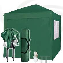 MCC Direct Pop-Up Gazebo 2m X 2m With Sides Silver Protective Layer Waterproof Marquee Canopy WS - Green - View 7