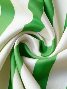 Men's Striped Print Button Front Casual Long Sleeve Shirt, Fall, For Christmas - Green - View 4