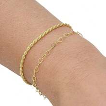 Kit Of 2 Elegant Women's Bracelets With Openwork Heart Shape, Plated In 925 Silver Or 18K Gold - Dorado - Ver 1