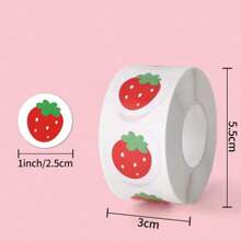 500 Peças/Rolo Adesivos de Recompensa Fofinhos de Morango Scrapbooking, Adesivos de Envelope de Frutas para Festa de Aniversário, Lembrancinhas, Produtos de Panificação