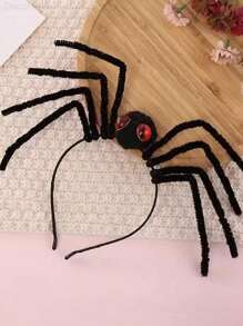 1pc Green Big Eye Spider Headband, Funny Plush Hairband For Girls, Cosplay Accessory Suitable For Halloween Party, Headpiece, Hair Band, Makeup, Hair Hoop, Hair Accessories, Winter Fall Autumn Accessories, Home Beauty Women Accessory Gifts ,Halloween Costumes Holiday Essential