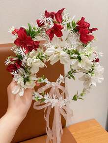 1件/2件/3件装仙女粉色花朵头饰，森林风格花卉头饰，女孩和女士拍照道具发饰，锐舞派对配饰，皇冠，头饰，服装皇冠，发饰花环，头花环，发藤，发圈，准新娘，粉色发夹，婚礼，女士夏威夷服装，情人节配饰，春季 - 彩色 - 查看 24