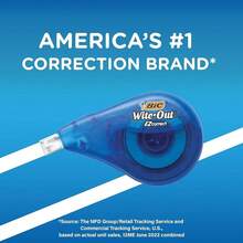 BIC Wite-Out Brand EZ Correct Correction Tape, 19.8 Feet, 4-Count Pack Of White Correction Tape, Fast, Clean And Easy To Use Tear-Resistant Tape Office Or School Supplies-653399 - 白色膠帶2條裝1包 - 查看 7