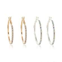 Korean Minimalist Niche Design Light Luxury Earrings New-Studded C-Shaped Fashion Hoop Earrings    Earrings Women