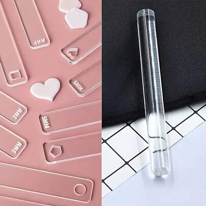 1pc/2pcs 2/3/4/5/6mm Transparent Acrylic Solid Rolling Pin Clay Thick Ruler Acrylic Rolling Track Clay Depth Pottery Auxiliary Tool