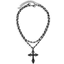 Gothic Bead Cross Necklace Layered Cross Choker Necklaces For Women Goth Cross Necklace Gothic Necklace Punk Black Cross Pendant Necklace Halloween Christmas New Year Goth Jewelry Gift For Women-493155 - 彩色 - 查看 2