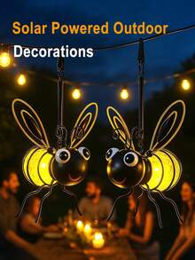 Outdoor Bee Lights - Solar Hanging Bee Decor Lights With Spring - Outdoor Hanging Solar Lights, Suitable For Garden, Yard, Patio, Porch Decor And Birthday Gifts (Yellow) - Yellow - View 2