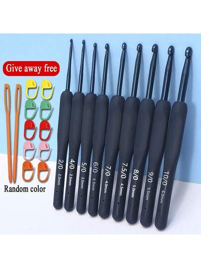 Set de 3/5/9 ganchos de ganchillo azules, agujas de ganchillo de acero inoxidable con mango suave para amigurumi, tejido de punto, principiantes