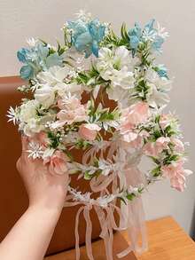 1件/2件/3件装仙女粉色花朵头饰，森林风格花卉头饰，女孩和女士拍照道具发饰，锐舞派对配饰，皇冠，头饰，服装皇冠，发饰花环，头花环，发藤，发圈，准新娘，粉色发夹，婚礼，女士夏威夷服装，情人节配饰，春季 - 彩色 - 查看 18