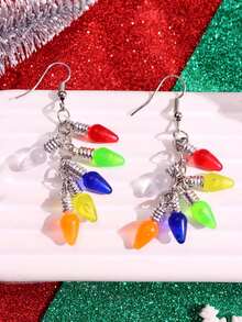 1 par de pendientes colgantes con luces navideñas multicolores, de moda, únicos y originales para mujeres, adecuados para fiestas navideñas