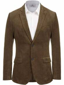 Mens Corduroy Jackets Two Button Casual Sports CoatChristmas 3ZEG - cà phê - Xem 2