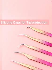 5-Piece Professional Eyelash Extension Tweezers Set - Stainless Steel Eyelash Tweezers For Thick, Mixed And Classic Eyelash Extensions - High Precision Grafting Tweezers (Gradient Icy Design) - Perfect For DIY Eyelash Artists