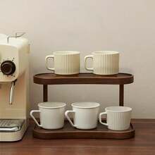 双层置物架,优雅收纳架,适用于化妆品、香水和护肤品,非常适合浴室、厨房和办公桌,带有独立的封闭式储物隔层。 - 棕色的 - 查看 7