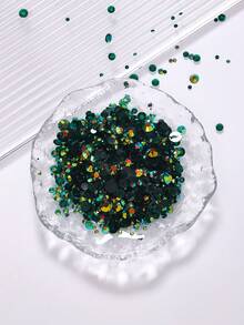 Đá giả kim cương nhựa tròn, phẳng, nhiều kích cỡ 2MM-6MM, trong suốt, màu kẹo AB, 2000 viên/gói, lấp lánh, dùng để trang trí móng tay, làm móng nghệ thuật, dán móng, trang sức DMC, dùng cho quần áo, túi xách, giày dép, cốc, chai lọ, đồ trang điểm, phụ kiện DIY. - Màu xanh lá cây đậm - Xem 17