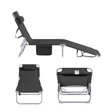 SoBuy OGS35x2 Set Of 2 Garden Loungers With Bag And Pillow, Airy Folding Sun Lounger For Gardens, Courtyards, Beaches, Balconies, 120 Kg Load Capacity, Two Chairs, W X H X D Approx. 191 X 19 X 56 Cm - Black - View 9