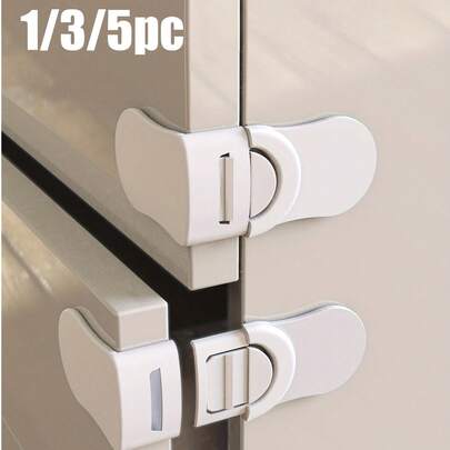 1/3/5Pcs Drawer Locks, Update Proof Cupboard Locks, Dual-Button Proofing Corner Locks With Strong Adhesive For Cabinet, Cupboard, Drawer, Refrigerator, Oven, Shower Family Decorations Gifts,Multifunctional Proofing, No Drilling Required
