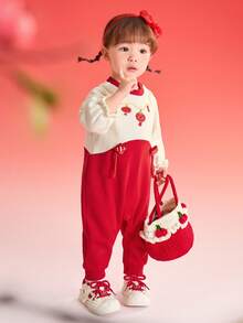 Balabala 女宝宝连体衣 2025 春季羊毛连体衣 可爱新年装 - 白紅色調 - 查看 2