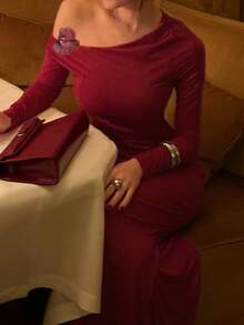 WOWDARK Women's Off-Shoulder Long Sleeve Dress, Autumn