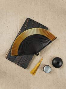 1 件可折叠扇子手持扇带流苏适用于户外旅行舞蹈表演旗袍着装配饰拍照道具