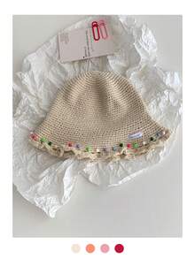 1 件混合纤维针织渔夫帽，百搭大气，增强面部瘦身纱线帽，扎染波西米亚派对优雅复古街头别致宫廷风格针织渔夫帽 - 彩色 - 查看 12