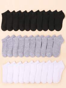 30 双纯色婴儿童踝袜，黑色/灰色/白色短款低帮袜，男女通用返校运动跑步训练袜，柔软舒适的踝袜 - 适合日常穿着、节日生日礼物、万圣节圣诞节礼物 - 彩色 - 查看 4